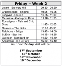 Angarrack Mobile library dates Sep-Dec 2021