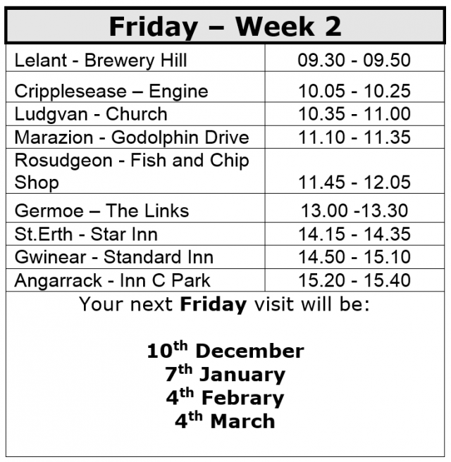 Mobile library:10th December 7th January 4th Febrary 4th March Mobile library:10th December 7th January 4th Febrary 4th March