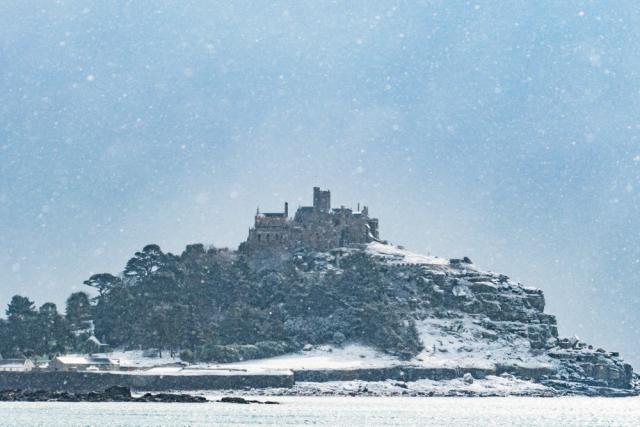 St Michaels mount at Marazion in the snow today - you don't see that often. #beastfromtheeast St Michaels mount at Marazion in the snow today - you don't see that often. #beastfromtheeast