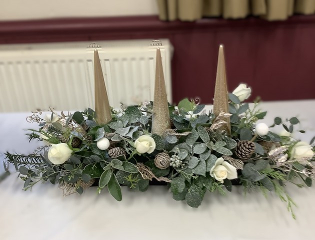 Flower arranging led by Lynne Christmas 2025 - demonstration 3 Flower arranging led by Lynne Christmas 2025 - demonstration 3